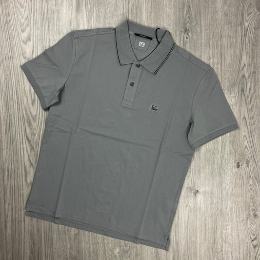 CP Company Piquet Polo Shirt - Drizzle Castmark