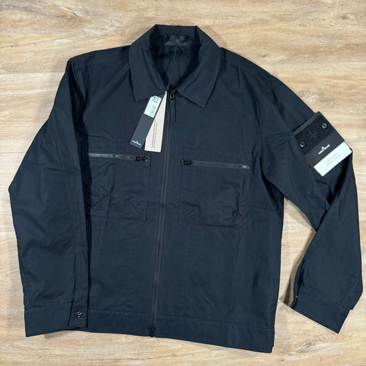 Stone Island Weatherproof Canvas Ghost Overshirt in Black Castmark