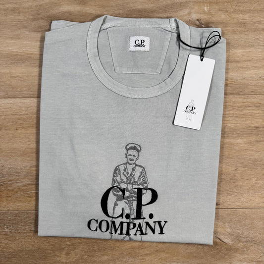 CP Company 1020 British Sailor T-Shirt in Blue Fox - Grey Castmark