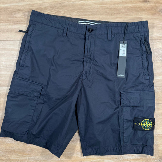Stone Island Stretch Tela Cargo Bermuda Shorts in Navy Castmark
