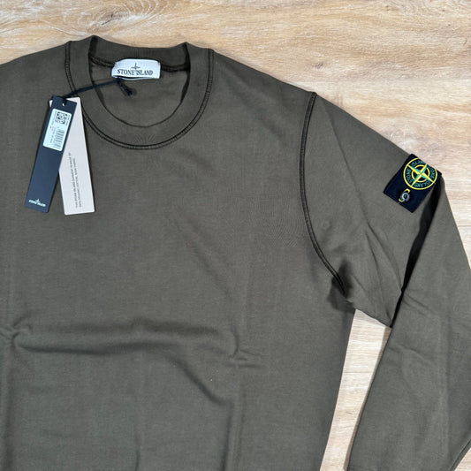 Stone Island Organic Cotton Fleece Sweatshirt in Military Green Castmark