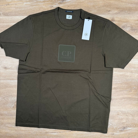 CP Company Metropolis Series Rubberized Logo T-Shirt in Ivy Green Castmark