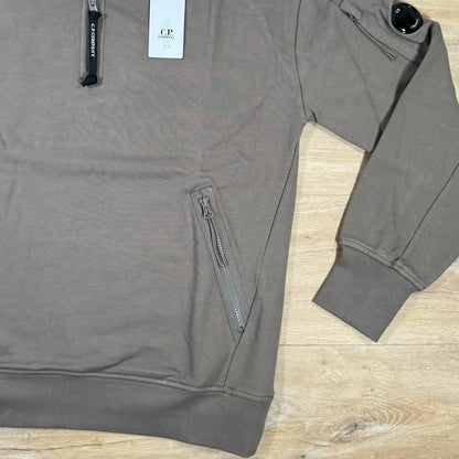 CP Company Diagonal Raised Half-Zipped Lens Sweatshirt in Walnut Castmark