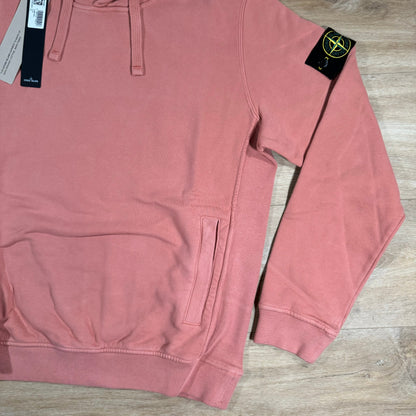 Stone Island Brushed Cotton Pullover Hoodie in Orange Castmark