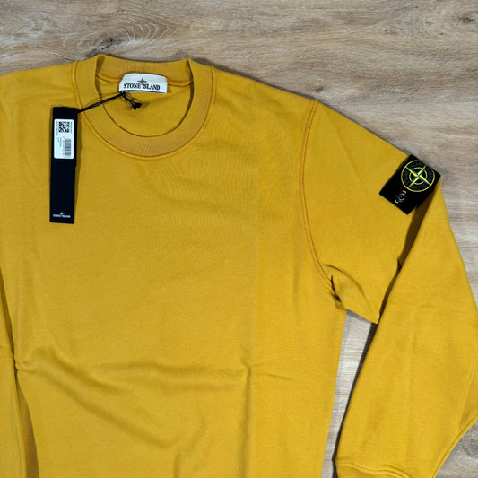 Stone Island Garment Dyed Crewneck Sweatshirt in Mustard Castmark