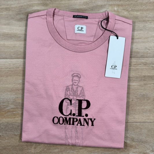 CP Company 30/2 Mercerized Jersey Twisted British Sailor T-Shirt in Misty Rose - Pink Castmark