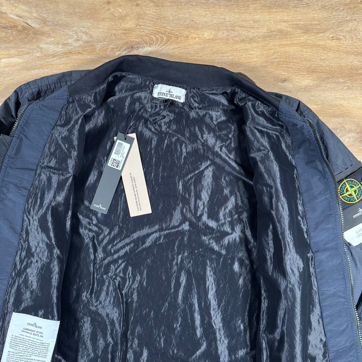Stone Island Crinkle Reps R-NY Bomber Jacket in Navy Castmark