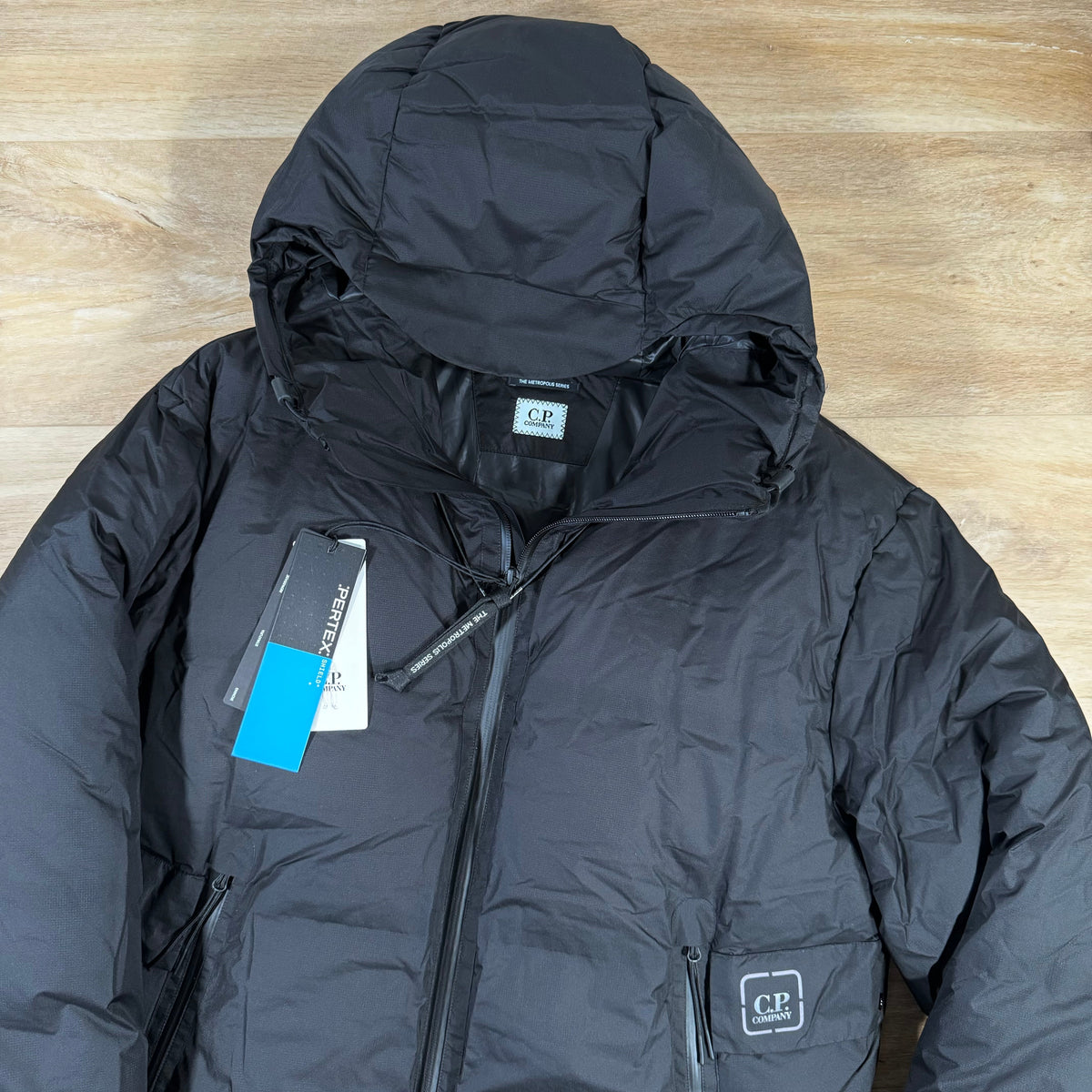 CP Company Metropolis Pertex Down Jacket in Black Castmark
