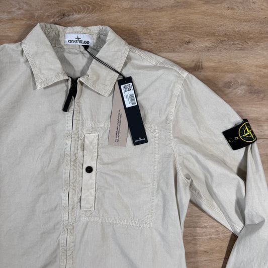 Stone Island Brushed Canvas Old Treatment Overshirt in Sand Castmark