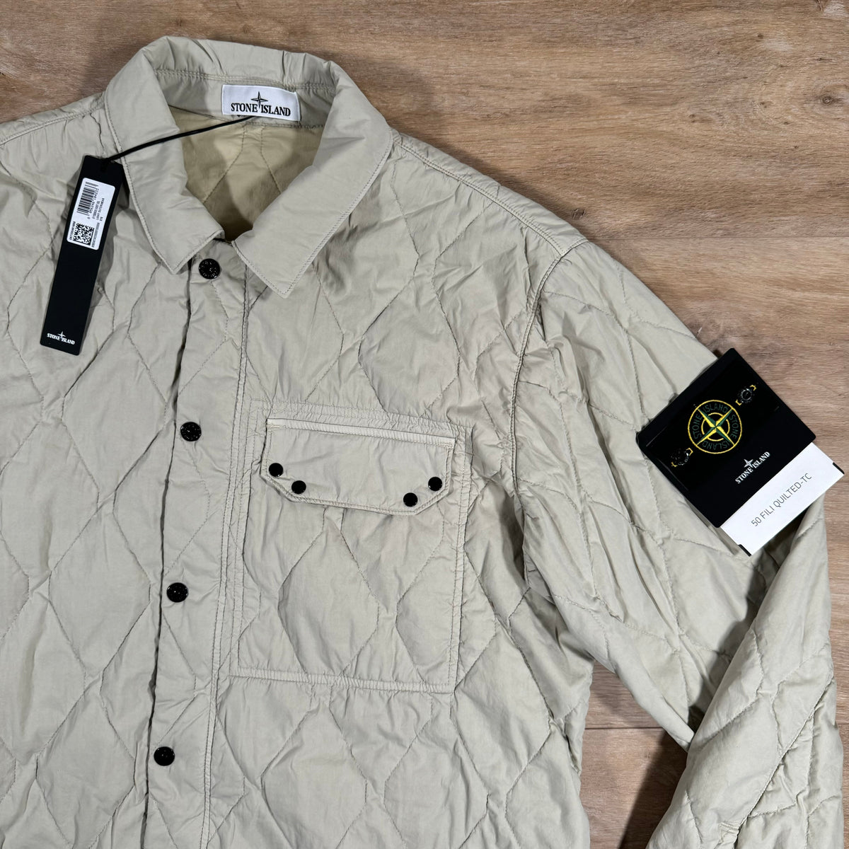 Stone Island 50 Fili Nylon Overshirt in Plaster Castmark