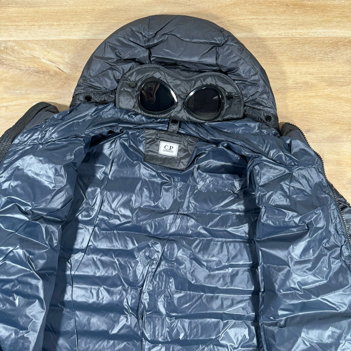 CP Company DD Shell Goggle Down Jacket in Navy Castmark