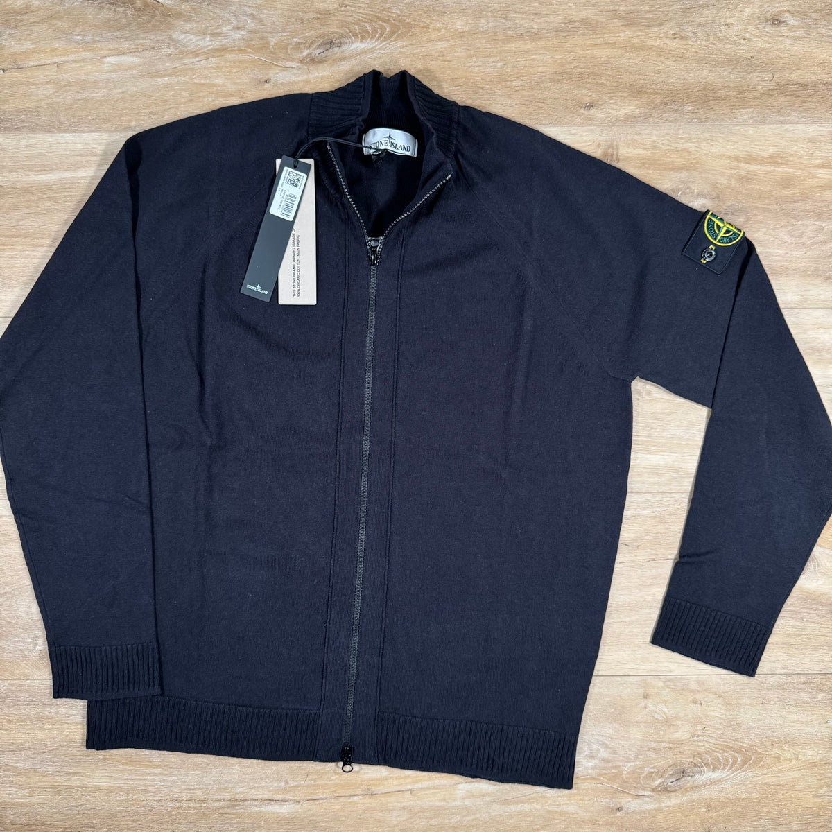 Stone Island Light Organic Cotton Knit Cardigan in Navy Castmark