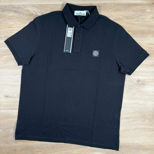 Stone Island Organic Cotton Pique Polo Shirt in Black Castmark