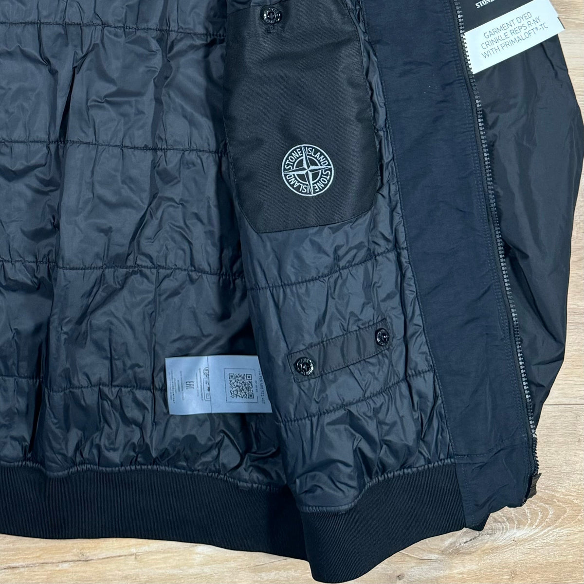 Stone Island Crinkle Reps R-NY Primaloft T-C Jacket in Black Castmark