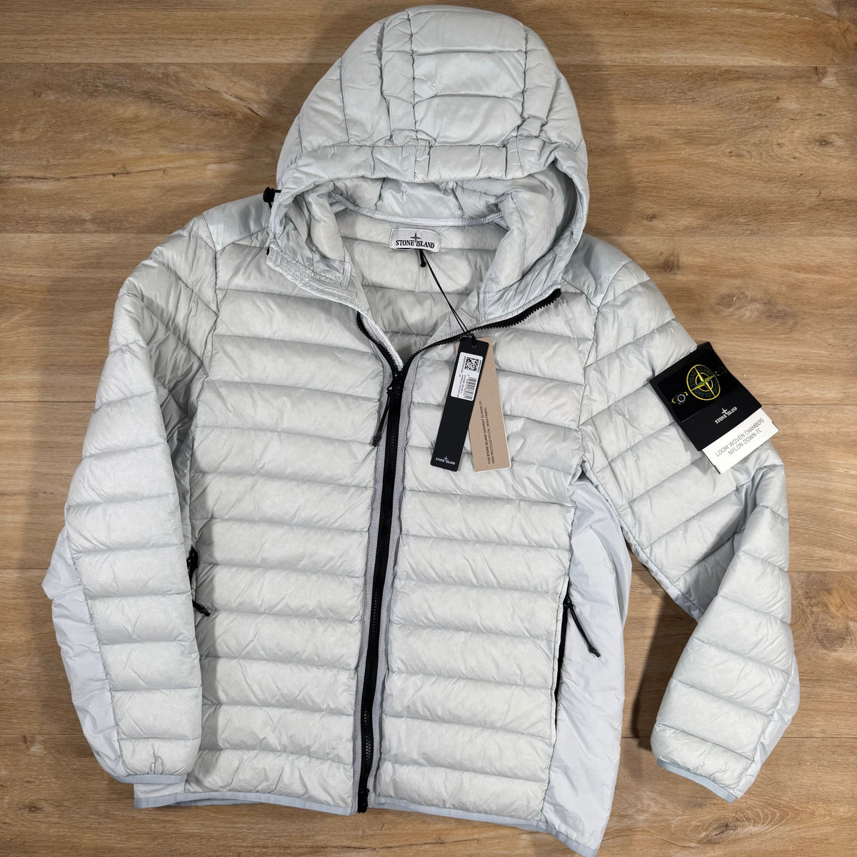 Stone Island Loom Woven Nylon Down-TC Jacket in Sky Blue Castmark