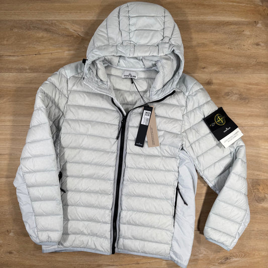 Stone Island Loom Woven Nylon Down-TC Jacket in Sky Blue Castmark