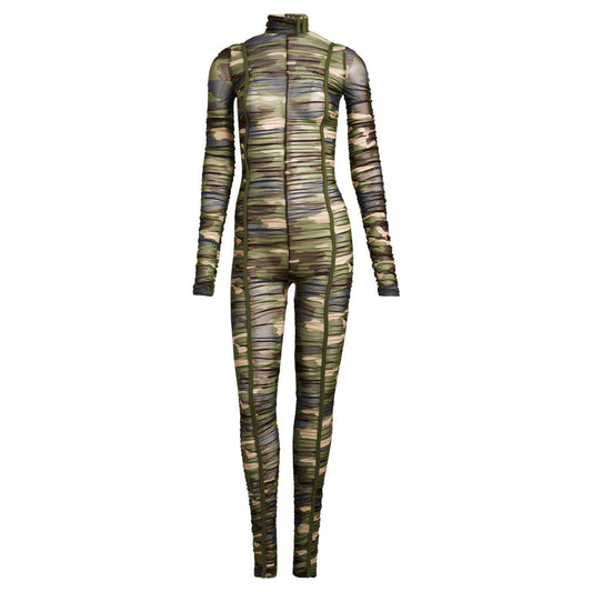adidas Originals x Ivy Park Ruched Mesh Catsuit - All Over Print Camo