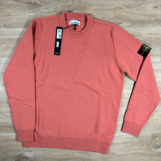 Stone Island Lambswool Crewneck Sweatshirt in Orange Castmark