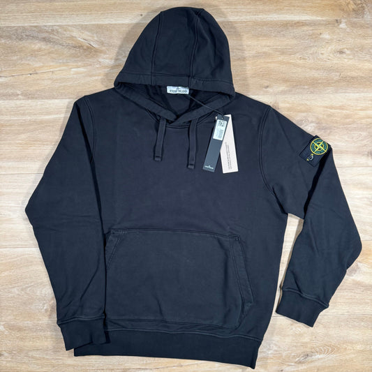 Stone Island Organic Cotton Fleece Pullover Hoodie in Black Castmark