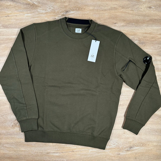 CP Company Diagonal Raised Fleece Lens Sweatshirt in Ivy Green Castmark