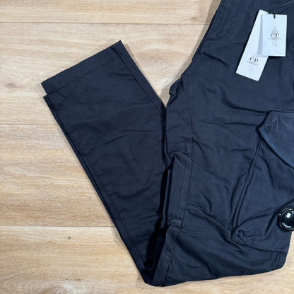 CP Company Stretch Sateen Utility Cargo Lens Pants in Navy Castmark