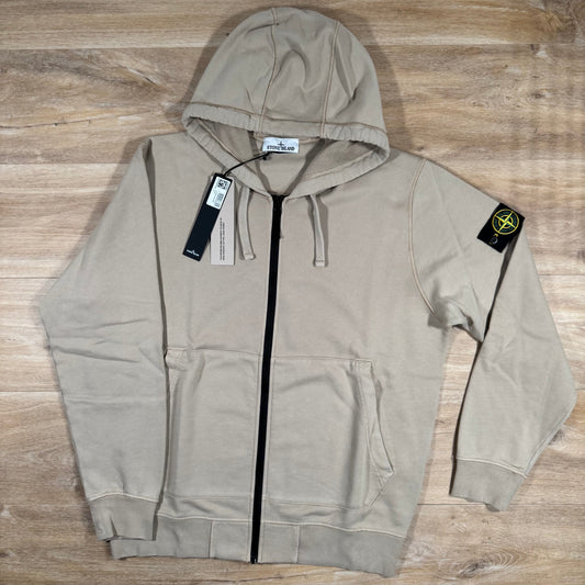 Stone Island Organic Cotton Fleece Zip Hoodie in Desert Castmark