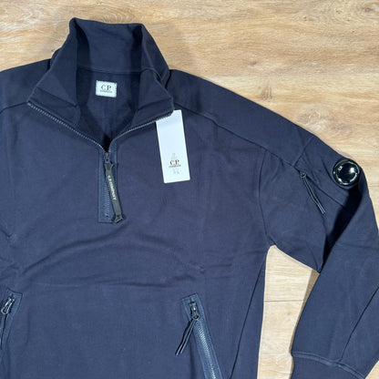 CP Company Diagonal Raised Half-Zipped Lens Sweatshirt in Navy Castmark