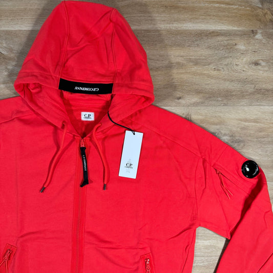CP Company Diagonal Raised Zipped Lens Hoodie in Poinciana - Orange Castmark