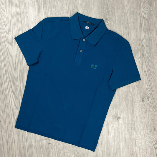 CP Company Piquet Polo Shirt - Ink Blue Castmark