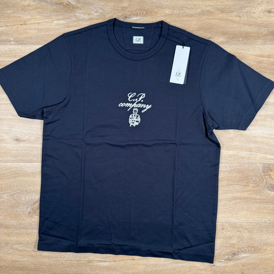 CP Company 30/2 Twisted Embroidery T-Shirt in Navy Castmark