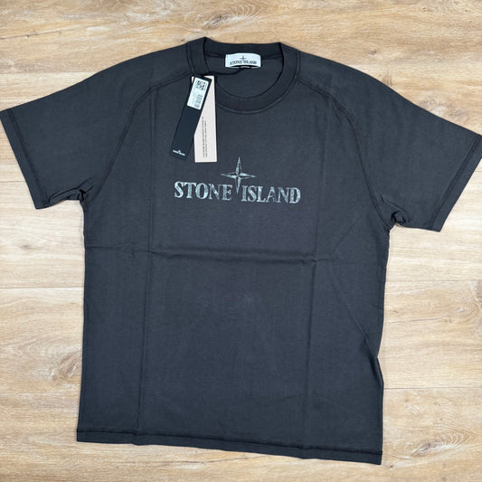 Stone Island Organic Cotton Logo T-Shirt in Charcoal Grey Castmark