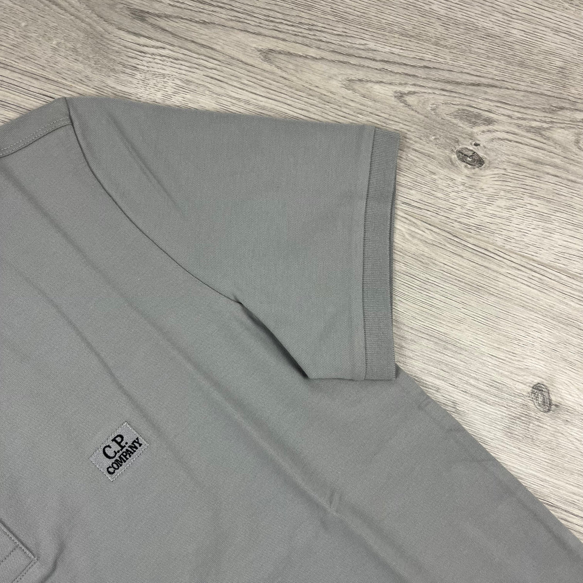 CP Company Piquet Polo Shirt - Drizzle Castmark