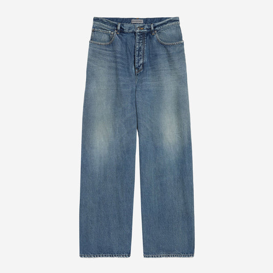 Balenciaga Dark Blue Organic Japanese Denim Baggy Jeans