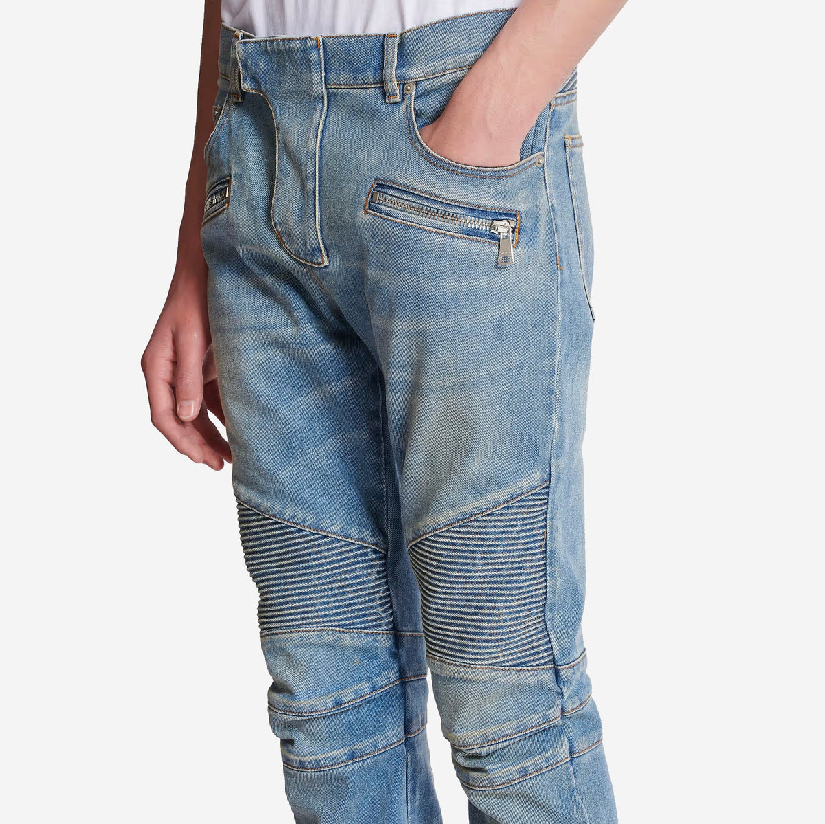 Balmain Slim Fit Denim Biker Jean
