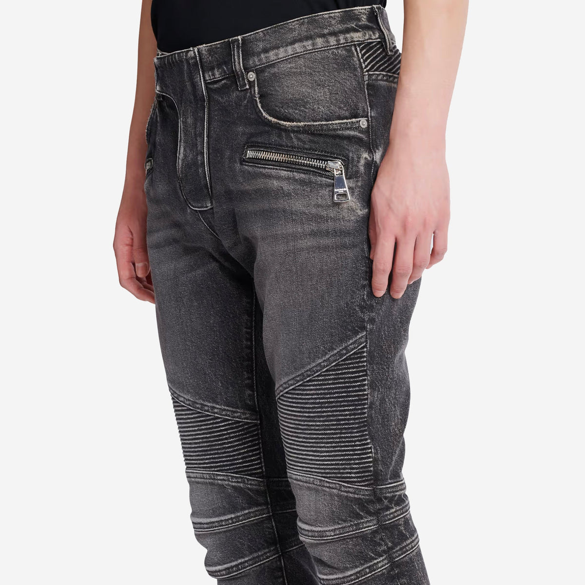 Balmain Slim Fit Denim Biker Jean