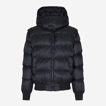 Balmain Cropped Monogram Jacquard Padded Jacket