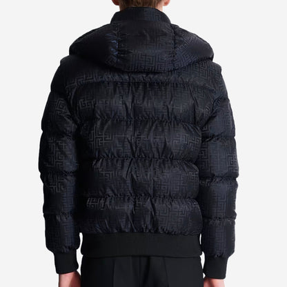 Balmain Cropped Monogram Jacquard Padded Jacket