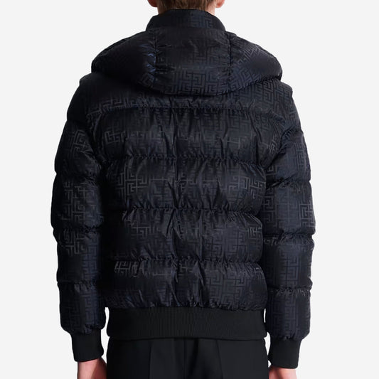 Balmain Cropped Monogram Jacquard Padded Jacket