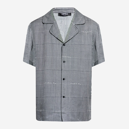 Balmain Houndstooth Short Sleeve Cuban Collar Shirt