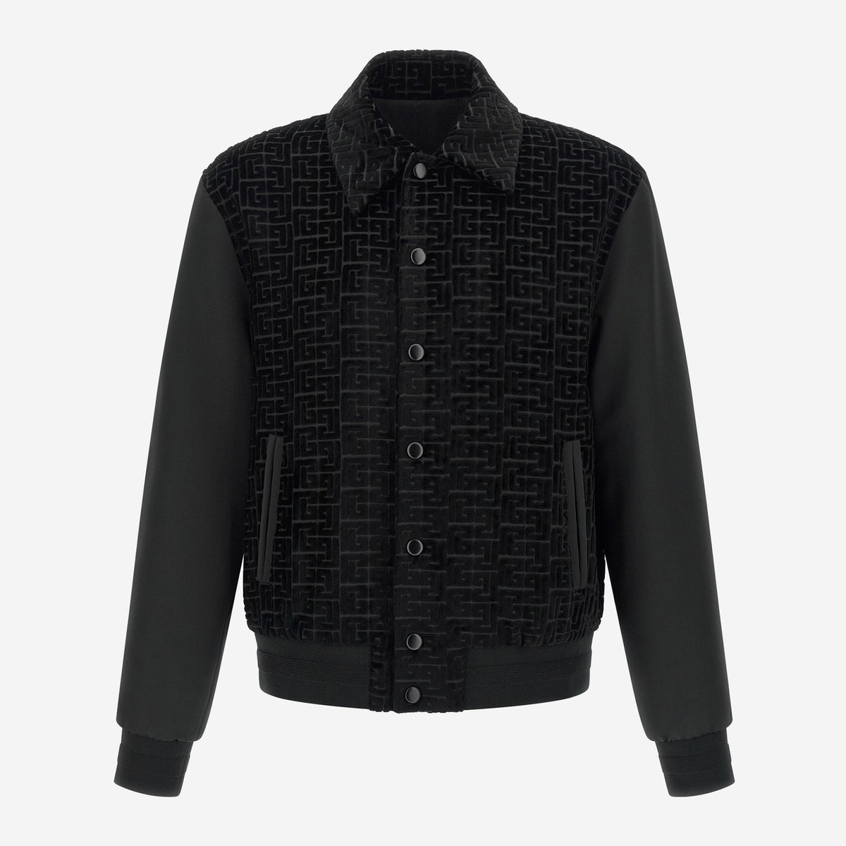 Balmain Monogram Jacquard Velvet Bomber Jacket