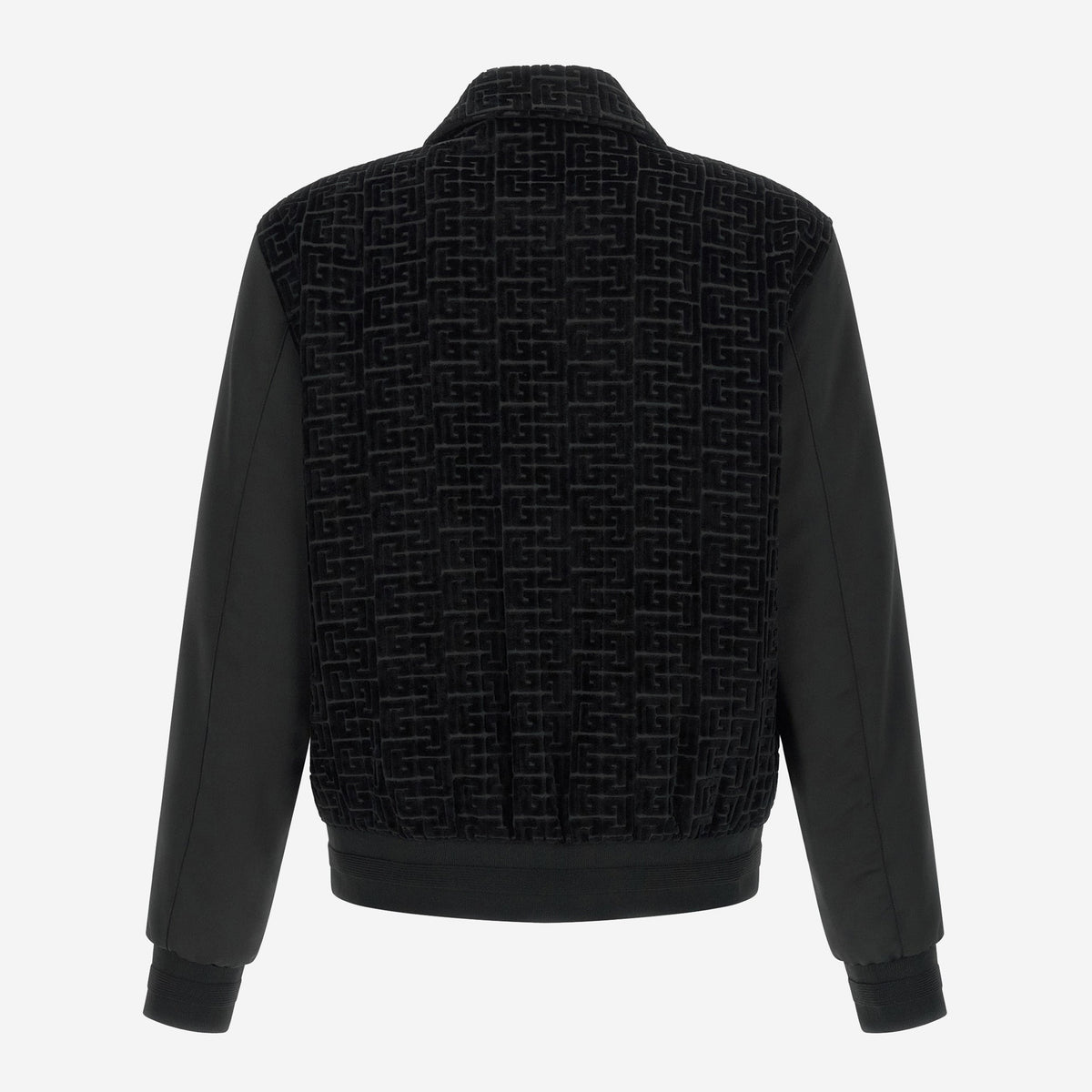 Balmain Monogram Jacquard Velvet Bomber Jacket