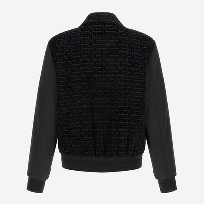 Balmain Monogram Jacquard Velvet Bomber Jacket