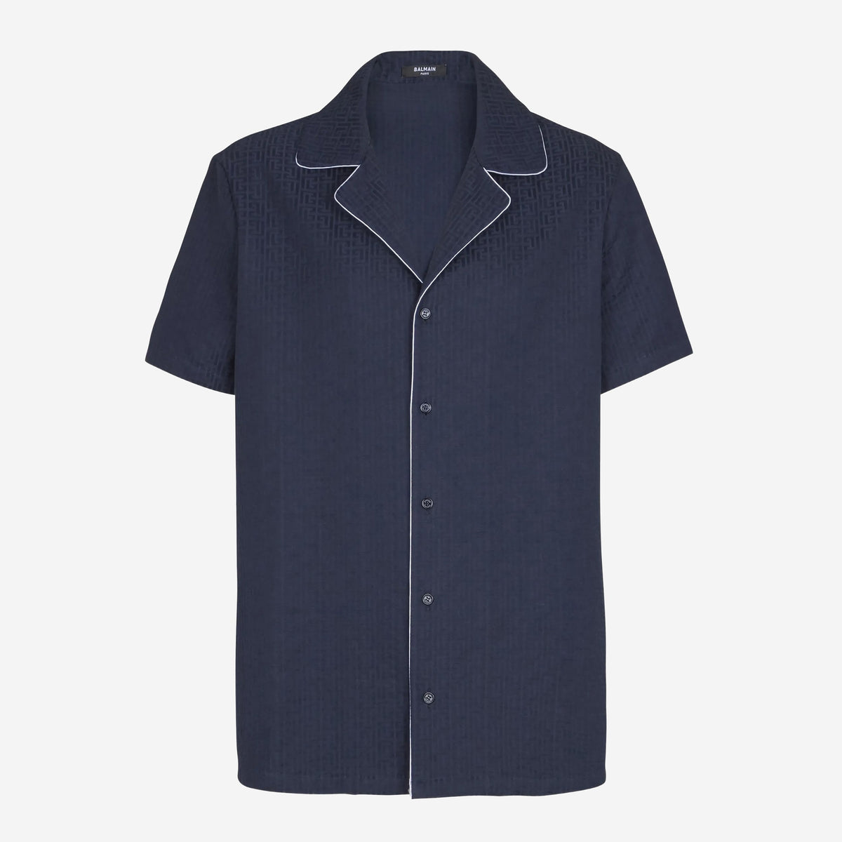 Balmain Monogram Short Sleeve Cuban Collar Shirt