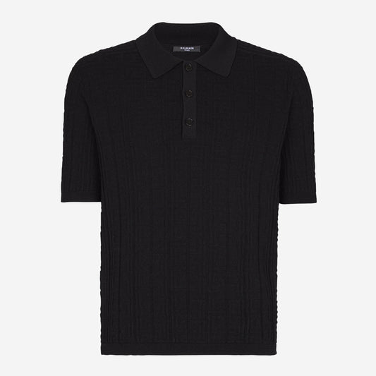 Balmain Monogram Knit Polo Shirt