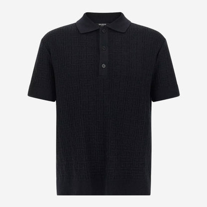 Balmain Monogram Jacquard Knit Polo