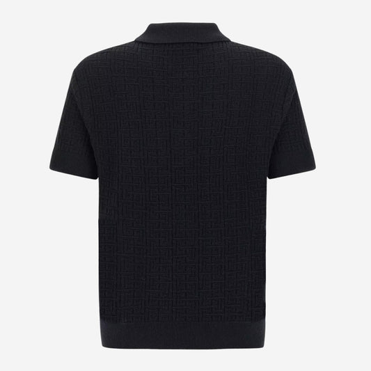 Balmain Monogram Jacquard Knit Polo