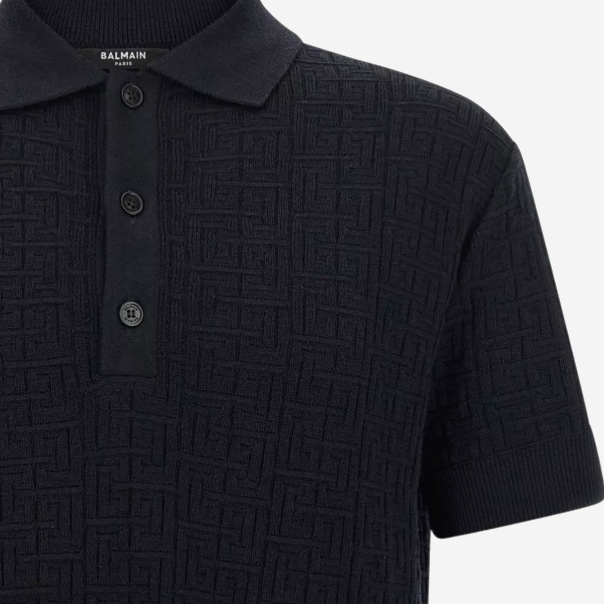 Balmain Monogram Jacquard Knit Polo