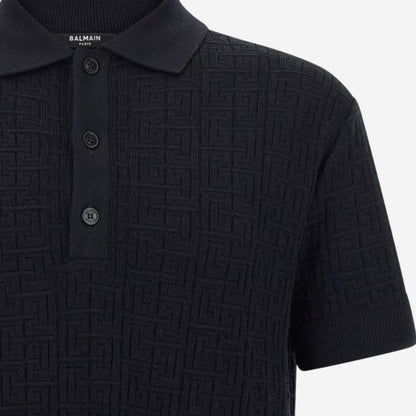 Balmain Monogram Jacquard Knit Polo