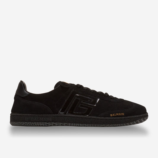 Balmain Swan Suede And Patent Leather Sneakers