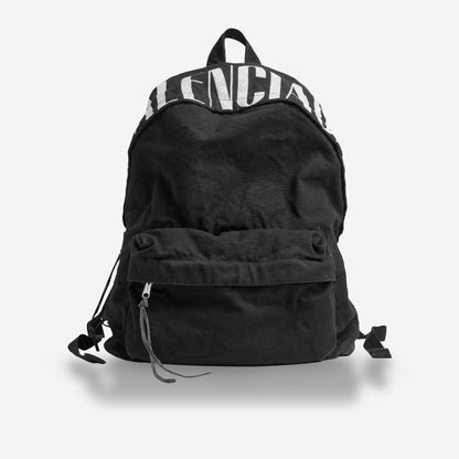 Balenciaga Editor Black Washed Canvas Backpack